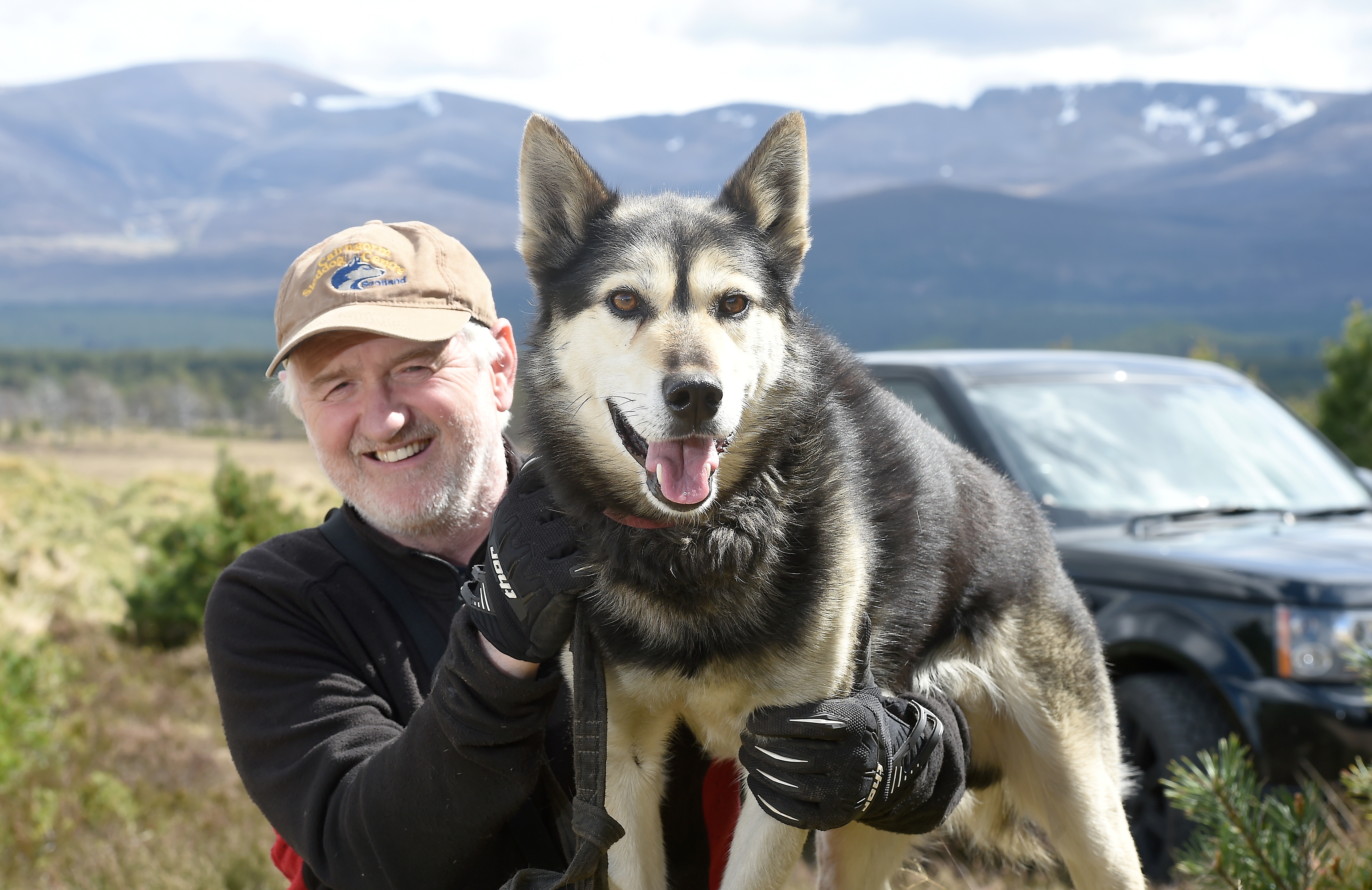 Alan Stewart with one of his Alaskan Huskies.
Picture by Sandy McCook.