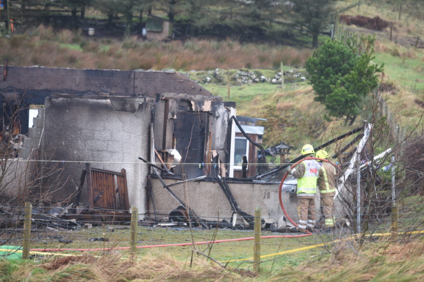 The fire service attend the scene of a B&B fire near Borreraig, Isle of Skye. Picture by Sandy McCook
