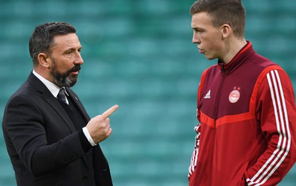 Dons manager Derek McInnes and Lewis Ferguson