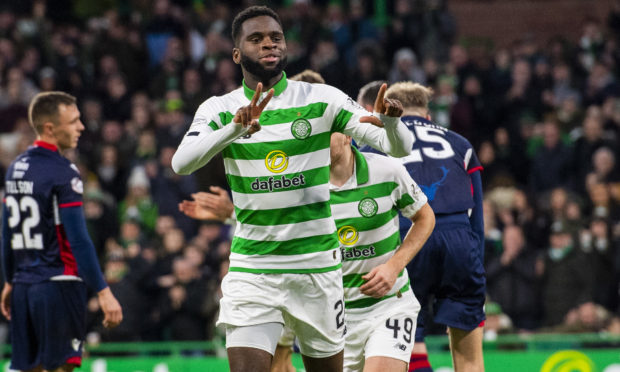 Odsonne Edouard celebrates netting for Celtic.