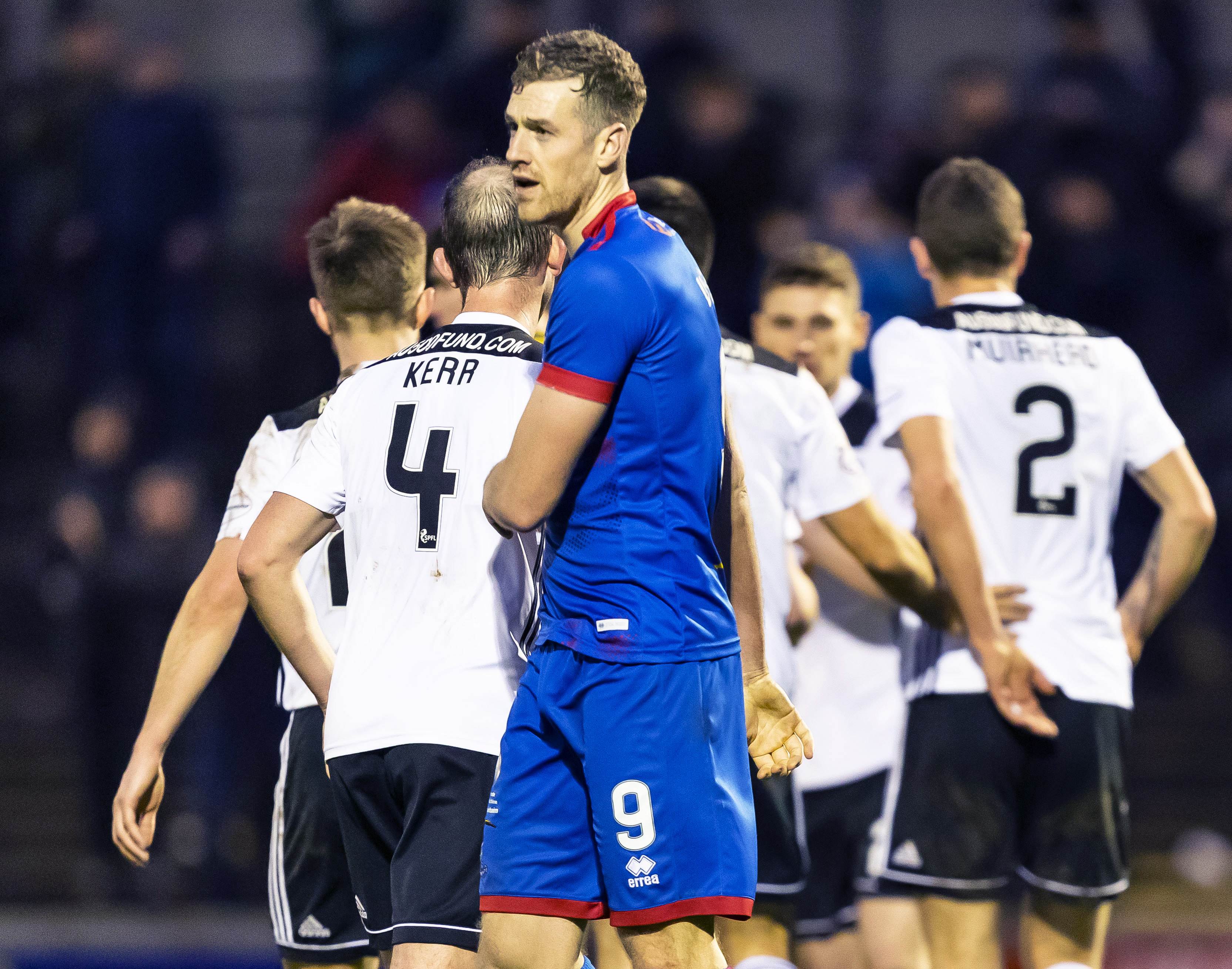 Jordan White at full-time during the Ladbrokes Championship match between Ayr United and Inverness Caledonian Thistle at Somerset Park.