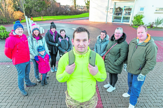 Matt Mcallahan with fellow walkers in Nairn.