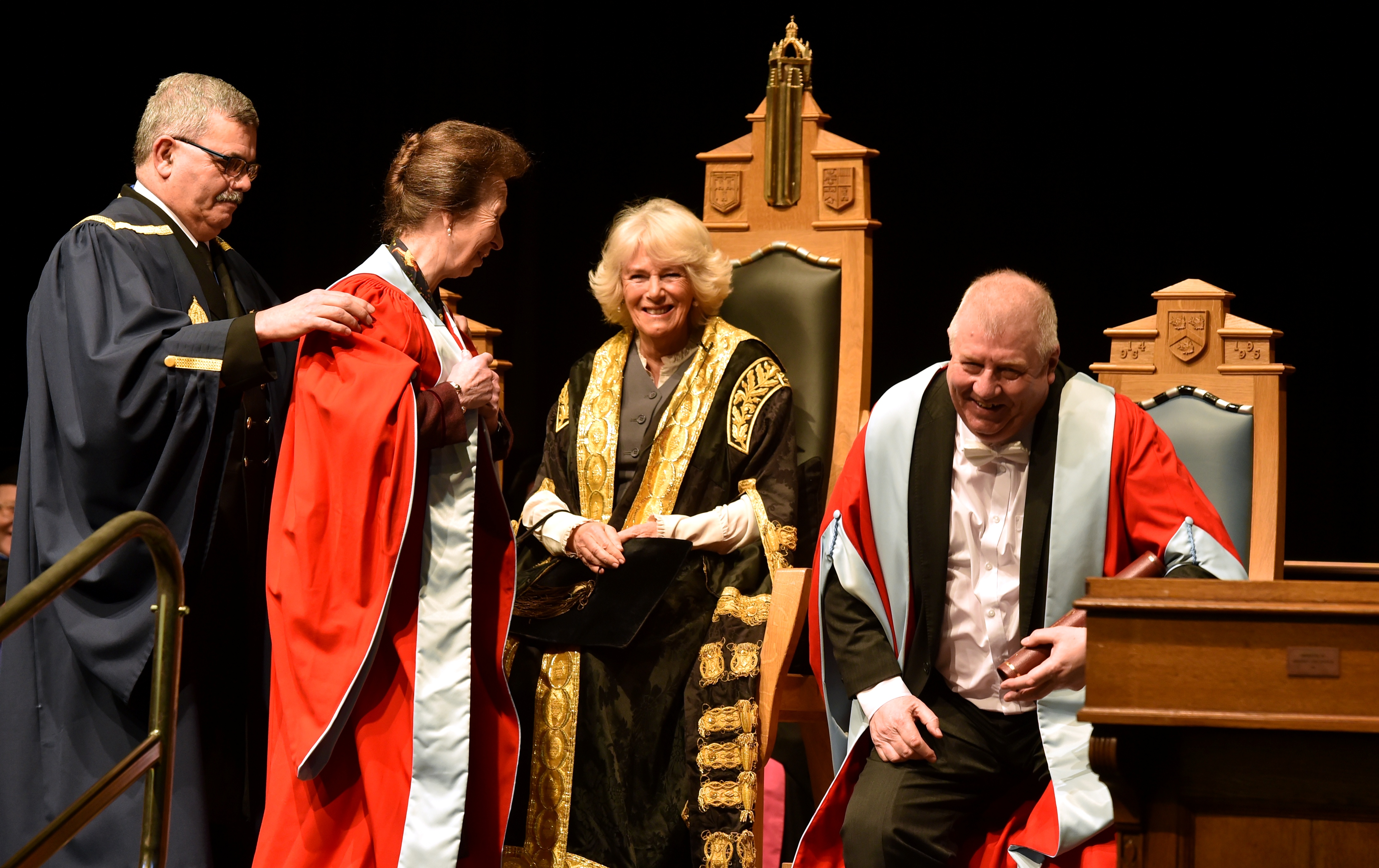 The Duchess of Rothesay, chancellor of Aberdeen University, awarding honorary degree to Princess Anne