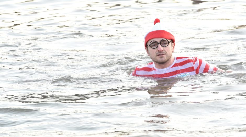 Waldo spotted in the waters at the Stonehaven Nippy Dip 2019.