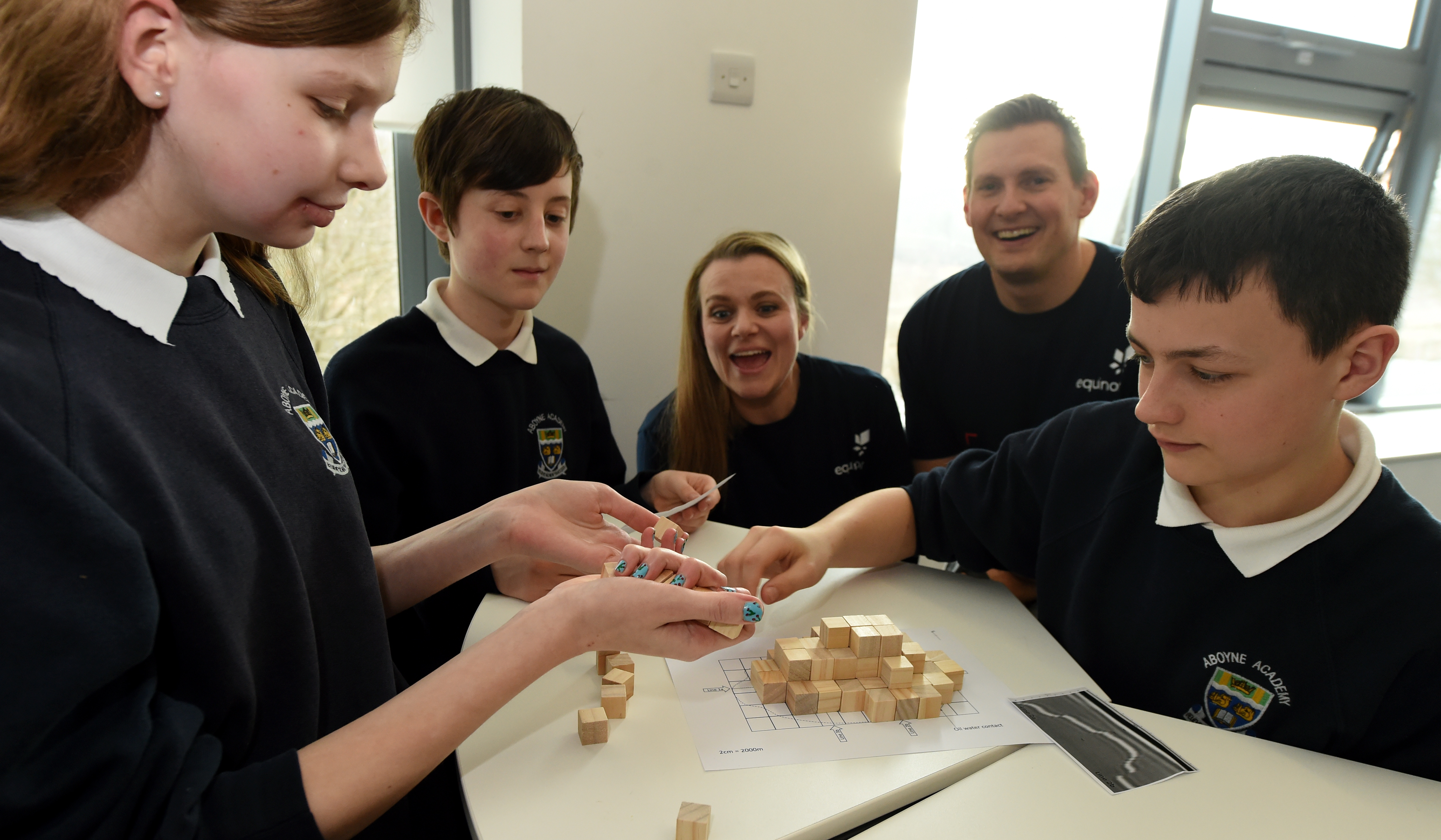 Sarah Chew, managing director of Techfest and Arne Gurtner, Equinor senior vice president UK with pupils from Aboyne Academy. Picture by Jim Irvine