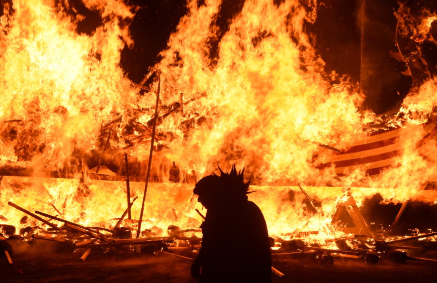 The burning of the galley at Up Helly Aa 2020. Picture by Jim Irvine