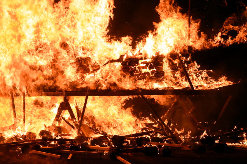 The burning of the galley at Up Helly Aa 2020.