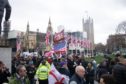 Brexit supporters gather in Parliament Square