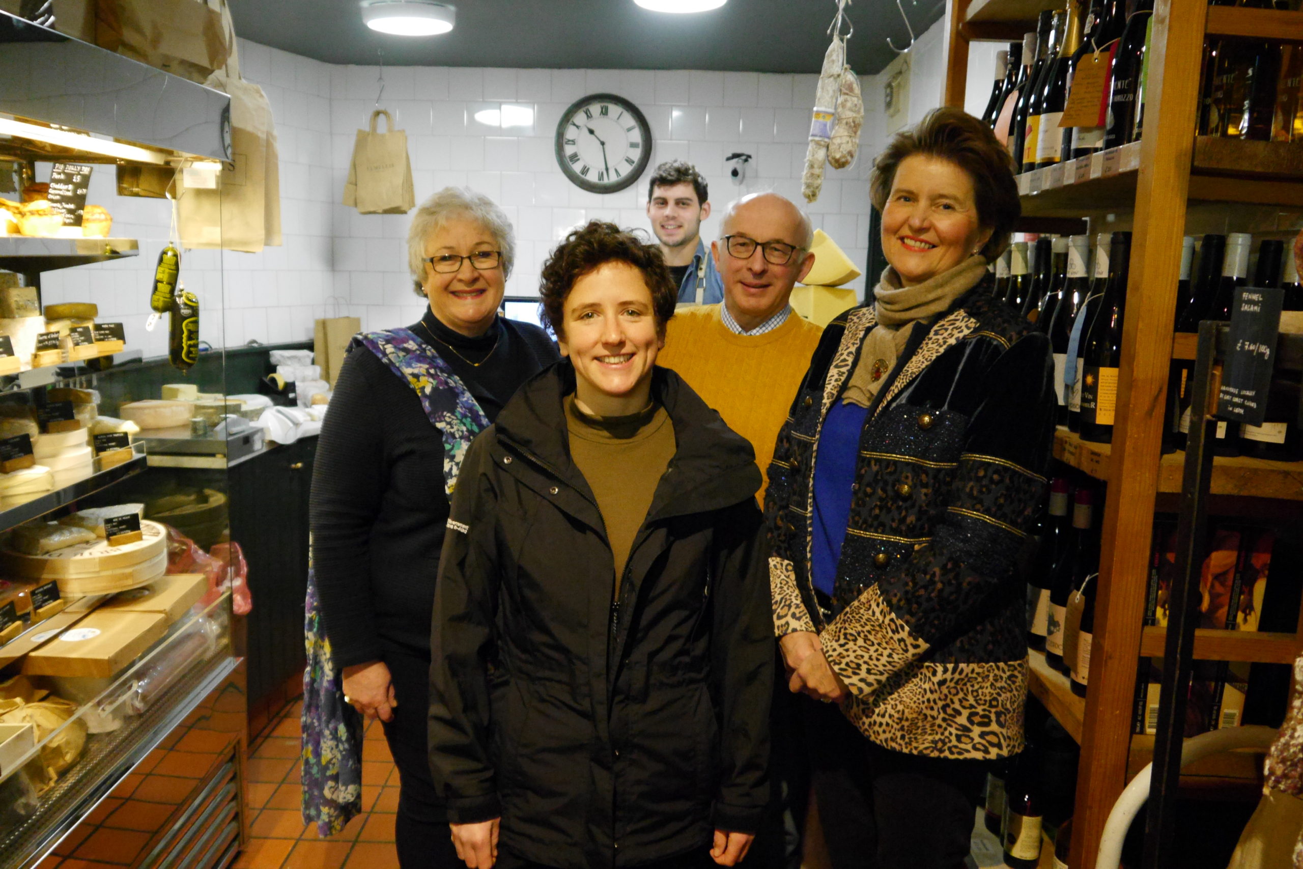 (L-R) Jill Clark, Connage Highland Dairy; Mairi Gougeon MSP; cheesemonger Rory Mellis; Callum Clark; Jane Stewart, St Andrews Cheese