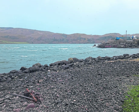 Puffin Bay near Oban, with the yard where the man was pulled from the water. Picture by Rita Campbell