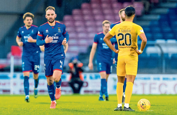 Sean Welsh celebrates making it 1-0 to Inverness during the William Hill Scottish Cup fifth round match.