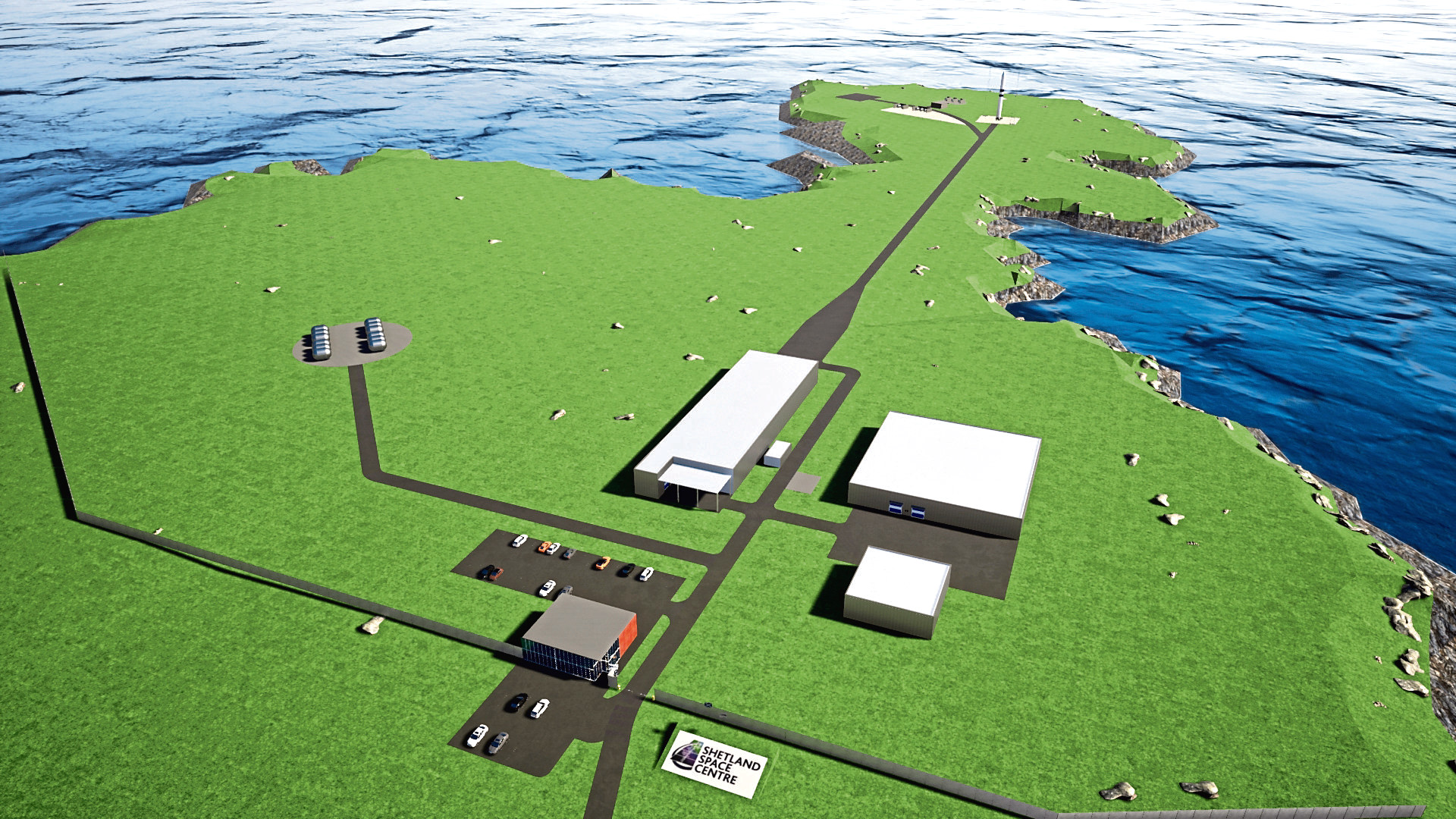 An artist impression of what the Shetland Space Centre site will look like