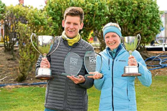 Last year's BHGE 10K male and female winners, left to right, Cameron Strachan and Fiona Brian.
Picture by Kenny Elrick