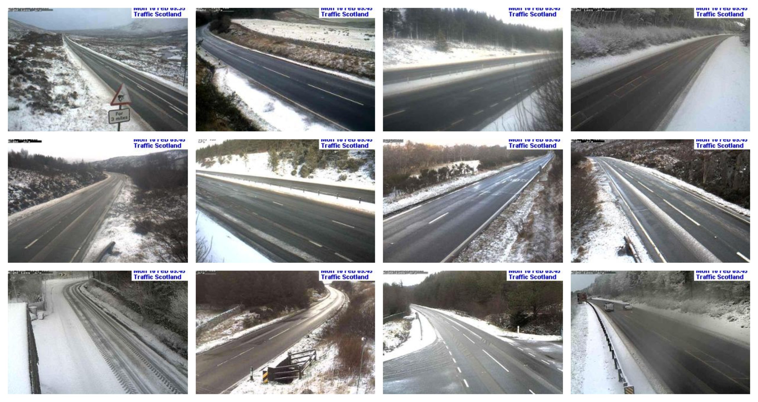Traffic Scotland cameras show the extent of the snowfall across the north of Scotland.