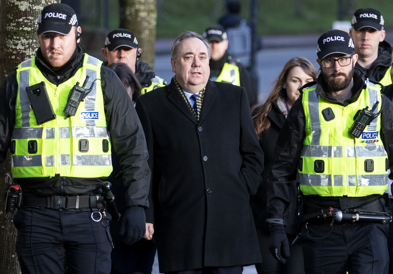 Alex Salmond arrives at the High Court in Glasgow for a preliminary hearing in his attempted rape case.