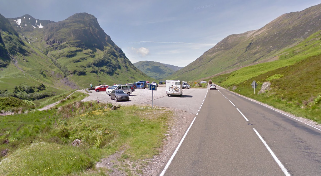 Three Sisters Park on the A82 where a landslip has taken place.
