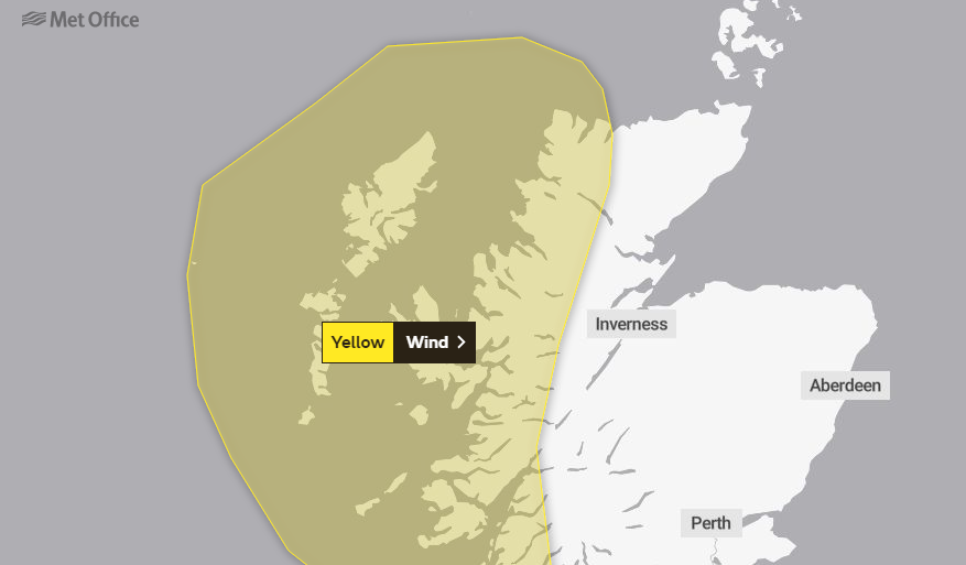 The Met Office have issued a yellow weather warning.