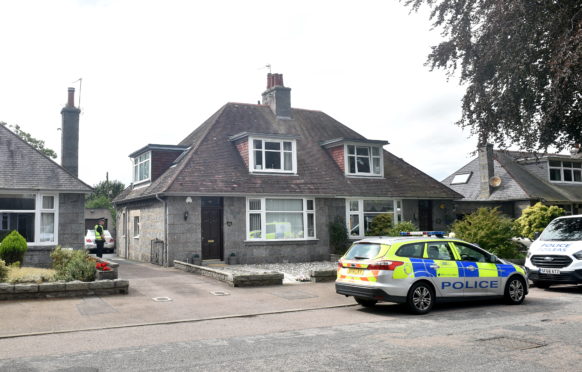 Police on the scene at Angusfield Road, Aberdeen.
Picture by DARRELL BENNS