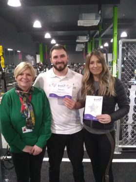 Respitality support worker Ann Brodie (left) alongside staff members from Energie Fitness in Inverurie.