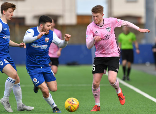 Alan Cook, right, in action for Peterhead