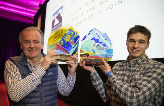 FORT WILLIAM MOUNTAIN FESTIVAL 22/2/2020 Renowned Landscape Photographer Colin Prior (left) winner of ‘The Excellence in Mountain Culture Award and 23 year old Climbing Instructor, Tim Miller winner of ‘The Youth Award in Mountain Culture’  at the Fort William Mountain Festival. PICTURE IAIN FERGUSON, THE WRITE IMAGE