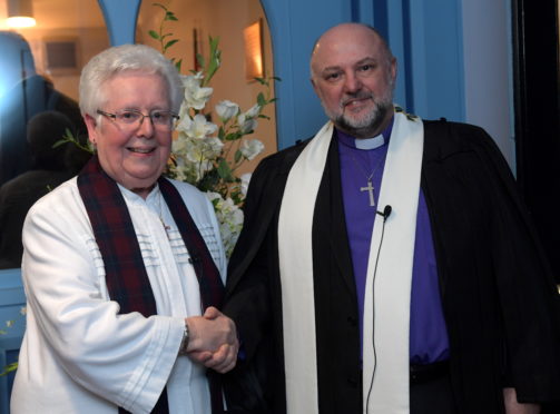 Reverend Sheila Craggs, who has been interim minister at St Andrew's Church, Inverurie, is passing over control to the new permanent minister Reverend Carl Irvine.

Picture by Kath Flannery.