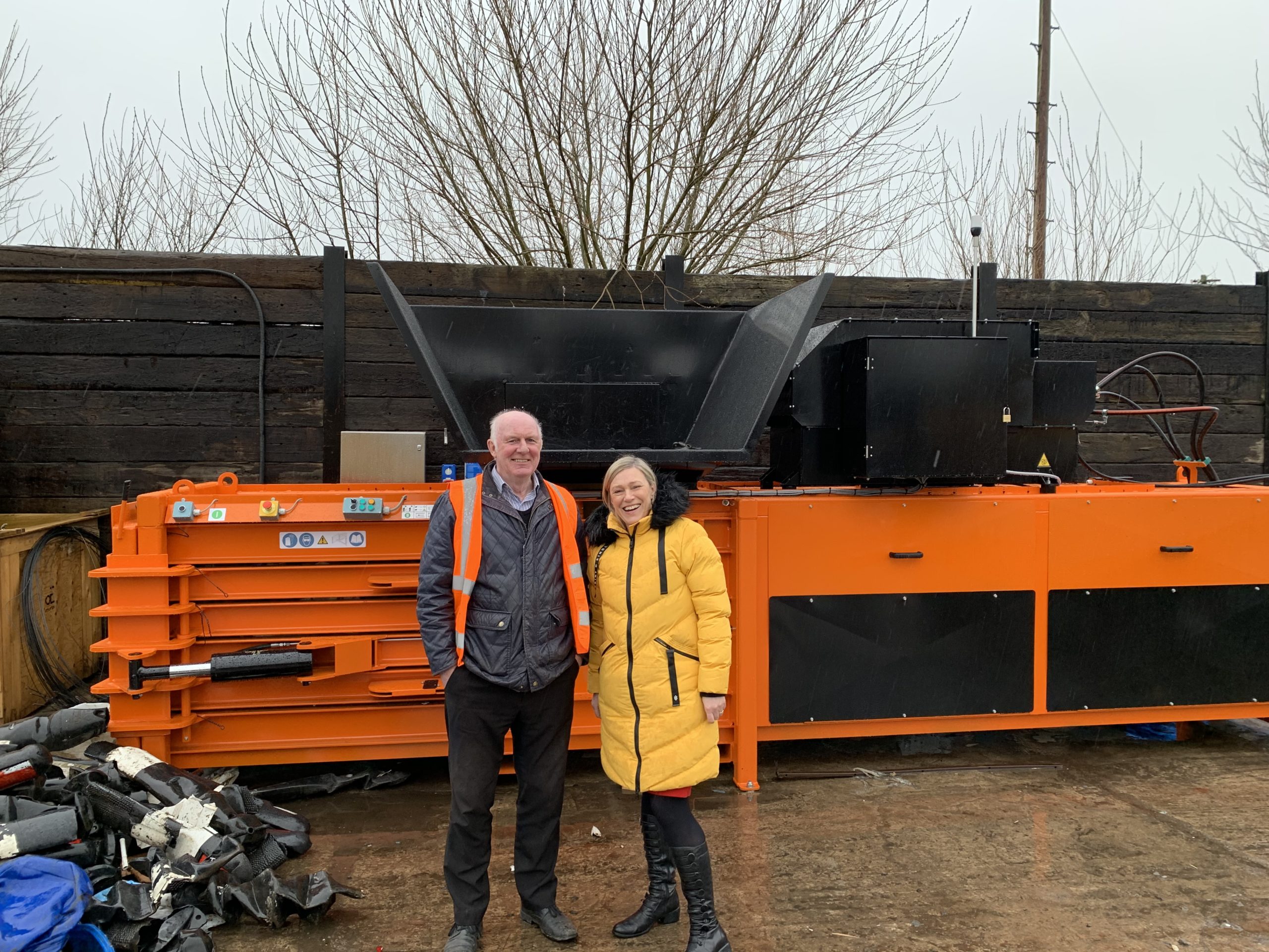 Gillian Martin MSP and Brian Reid, Operations Manager at Wood RecyclAbility.