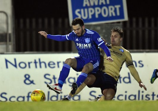 Steven Boyd, left, scored his first goal for Peterhead.