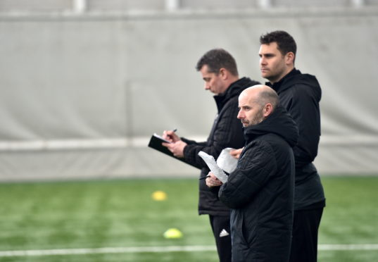 Pictured is Brian McLaughlin, the head of the Performance School programme with Stuart Glennie and Fraser Stewart at Aberdeen Sports Village.
Picture by Darrell Benns