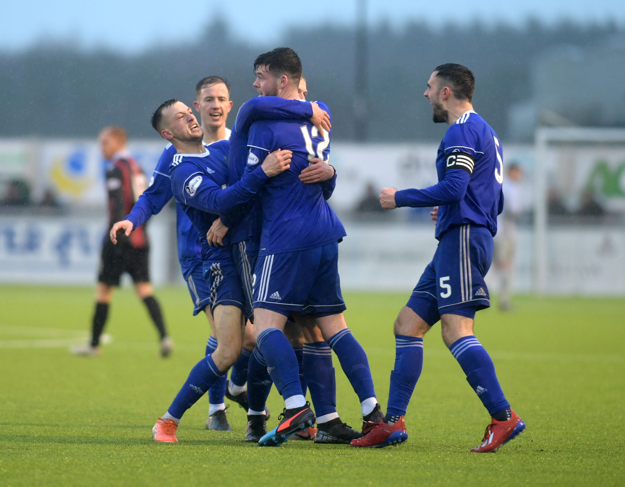 Cove's Daniel Higgins celebrates his goal. Picture by Kath Flannery