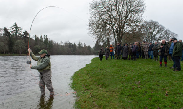 Melvin John Smith, the oldest fishing member of Inverness Angling club, carries out the first cast of the 2020 season.
Picture by Jason Hedges