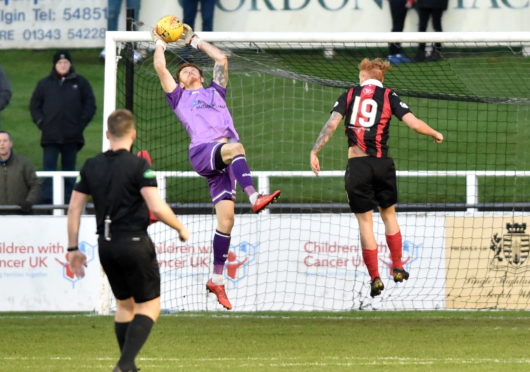 Elgin goalkeeper Thomas McHale.