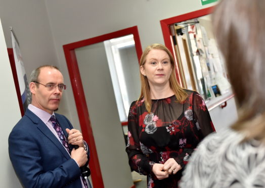 Social Security Secretary Shirley-Anne Somerville and Graham Findlay, Chief Executive, and staff from the charity North East Sensory Services.

Picture by Scott Baxter