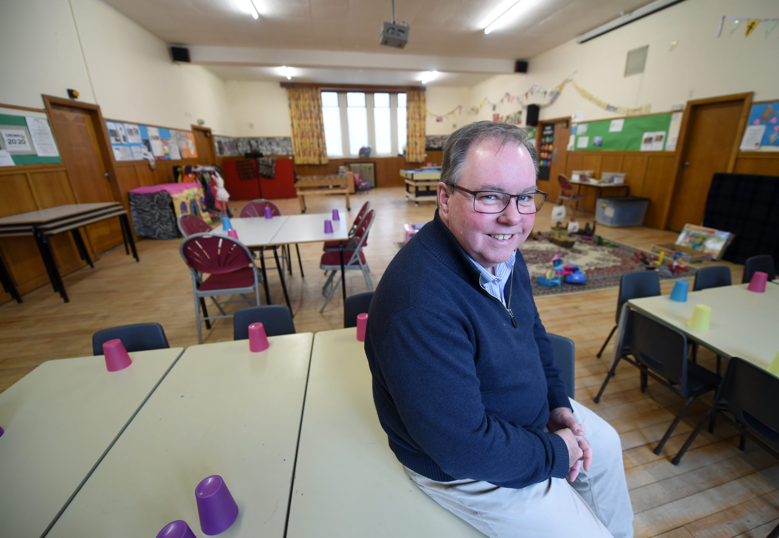 Reverend Douglas Robertson of Crown Parish Church photographed in the Lower Hall which is to be used as a nursery by Crown Primary School.
Picture by Sandy McCook.