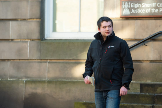 Andrew Ewen leaving Elgin Sheriff Court.