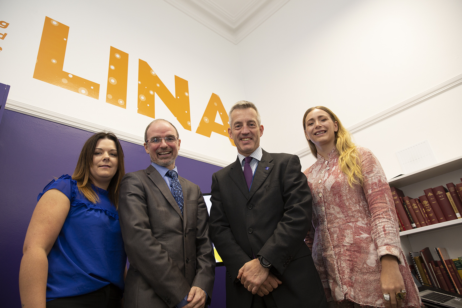 Launching LINA from left: entrepreneur and owner of Diversity Energy Solutions  Tracie Lovie, head of RGU's entrepreneurship and innovation group Chris Moule, Aberdeenshire Council chief executive Jim Savage, and entrepreneur Debbie McLeod, co-founder of Bairns