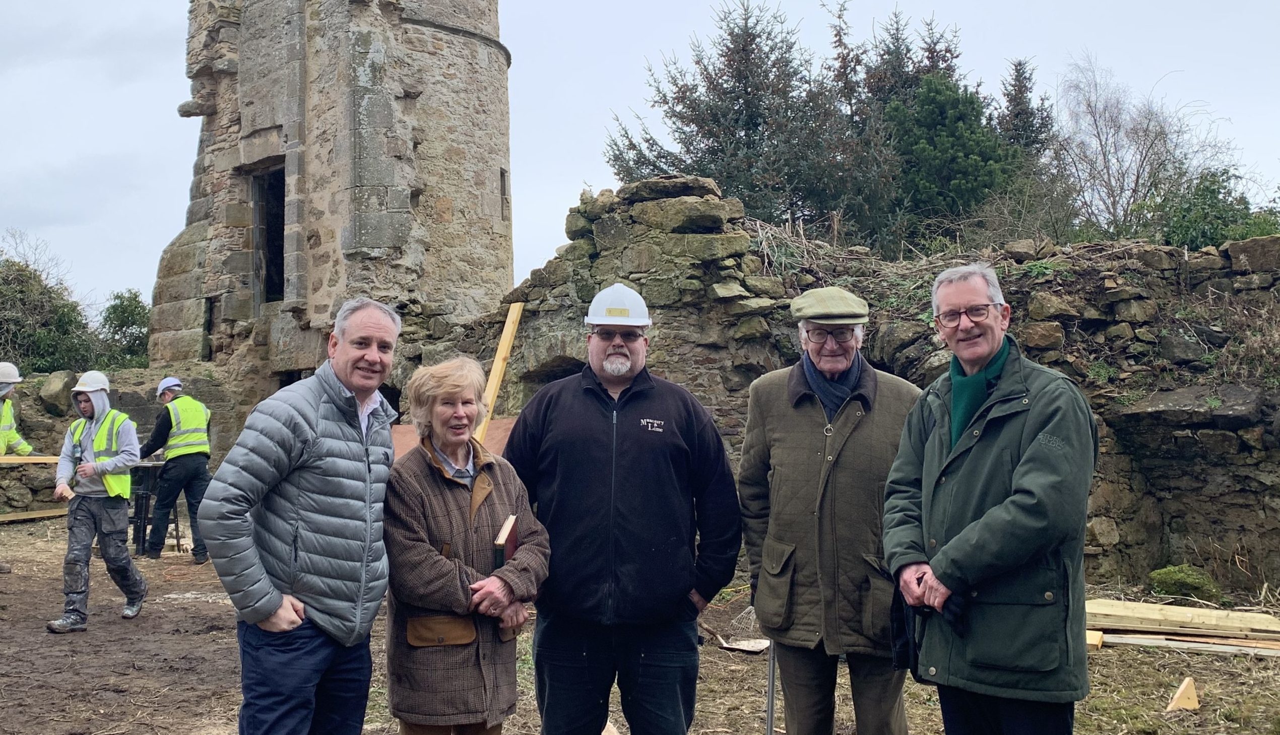 Richard Lochhead with Trustees at Kinloss Abbey.