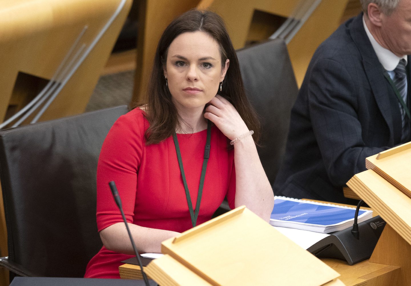 Public finance minister Kate Forbes in the main chamber before unveiling the Scottish Government's spending pledges for the next financial year at the Scottish Parliament.