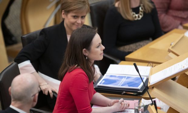 Nicola Sturgeon shows her approval after Kate Forbes stepped in to deliver the Scottish Government's Budget.