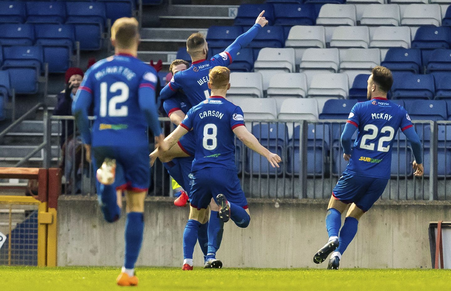 Sean Welsh celebrates making it 1-0 to Inverness during the William Hill Scottish Cup 5th Round match between Inverness Caledonian Thistle and Livingston