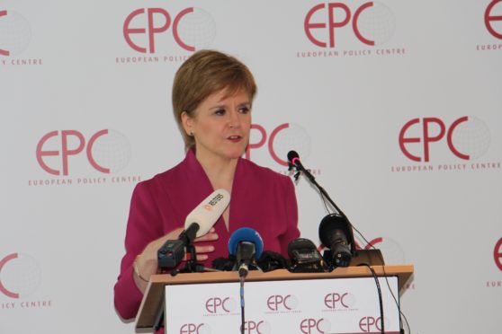 Nicola Sturgeon speaking at the European Policy Centre on February 10 2020.