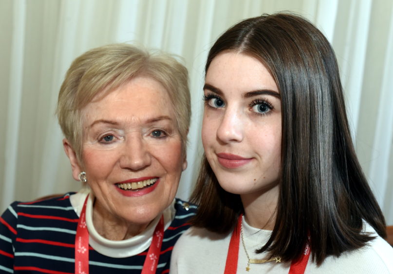 The oldest and youngest models, Margaret Donald, 82 and Moly McLeod, 16. Picture by Jim Irvine