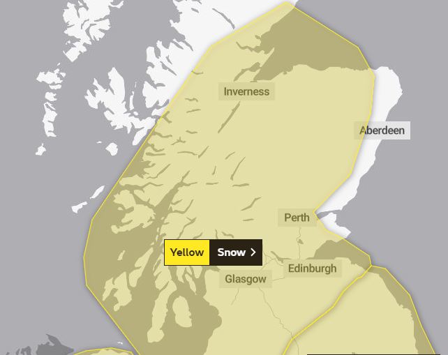 Weather warning in force for Monday