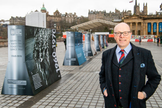 Brigadier David Allfrey MBE at the display next to the Scottish National Gallery