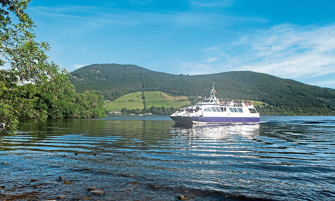 Jacobite Warrior setting sail on Loch Ness in August 2019