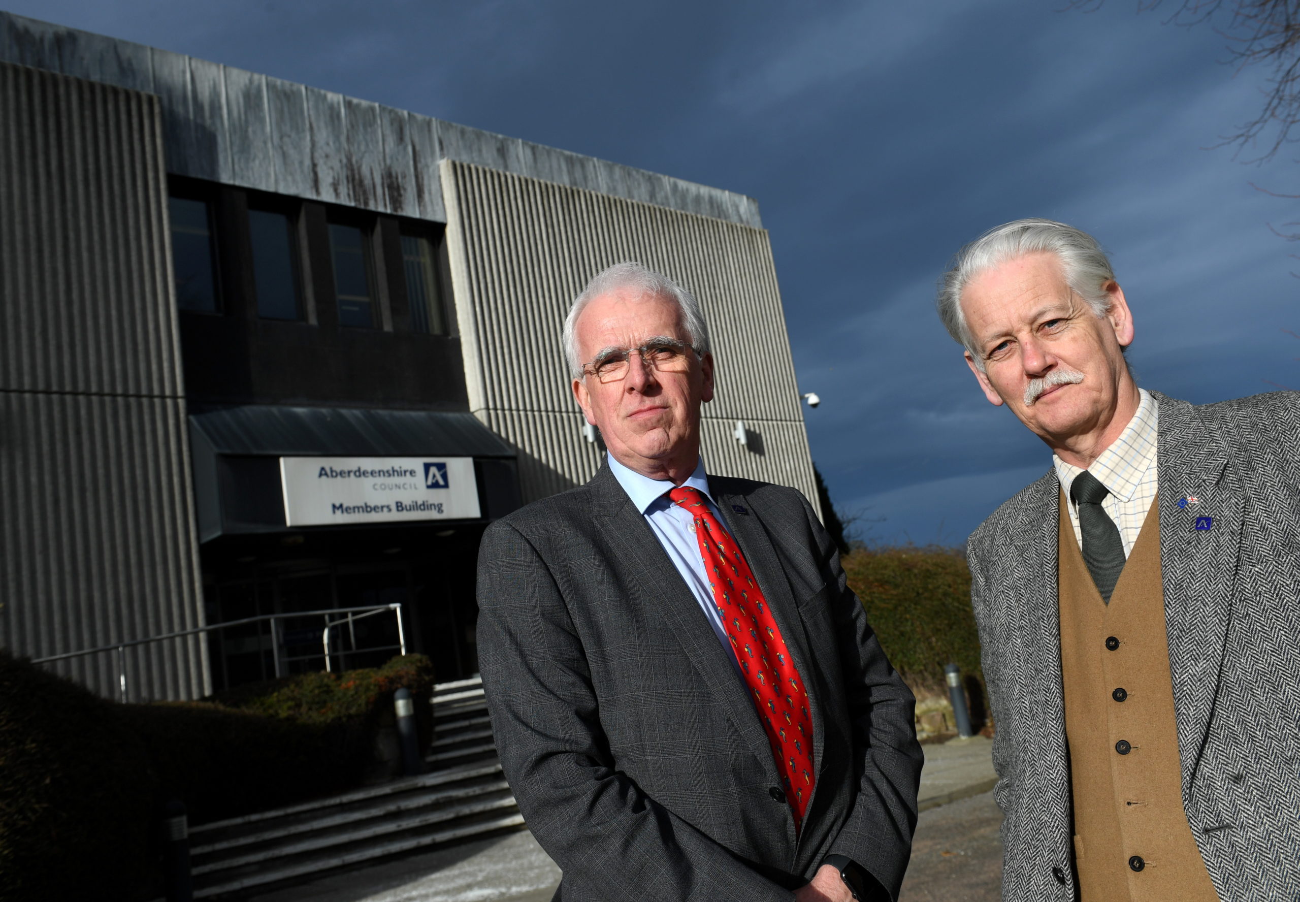 Aberdeenshire Council Leader Jim Gifford (left) and Deputy Leader Peter Argyll in March 2020, prior to lockdown.