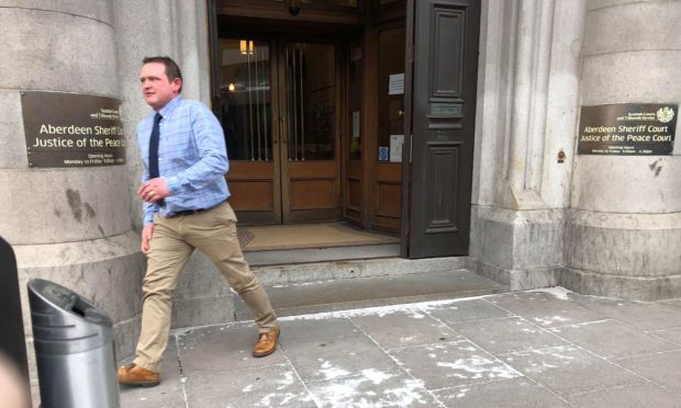 Mark Thomson leaving Aberdeen Sheriff Court yesterday.