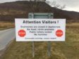 The sign showing Applecross is isolating due to Coronavirus fears.
