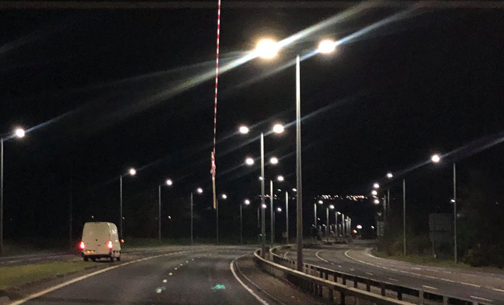 The wooden stake was dangling onto the A9 carriageway from an overhead footbridge at the Raigmore Interchange in Inverness