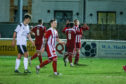 Formartine's Connor Gethins is congratulated as he puts his side 1-0 up.